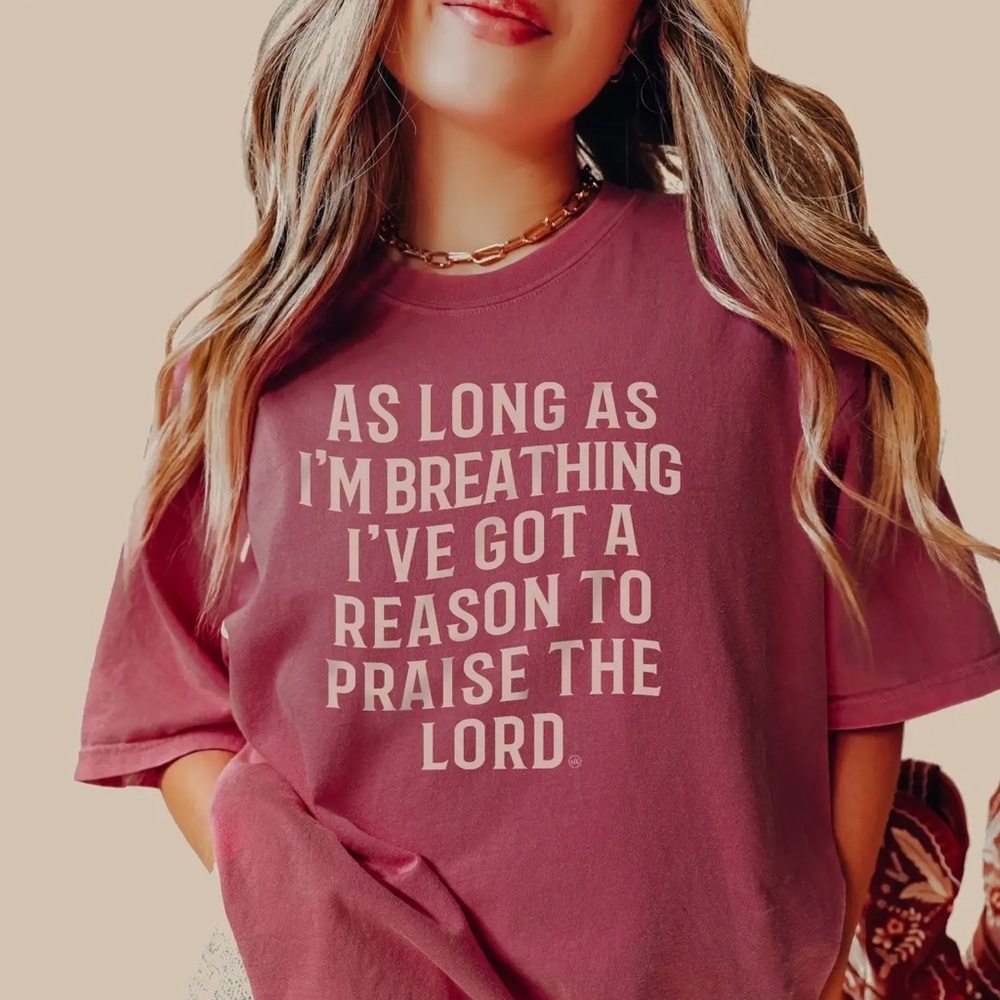 Graphic Tee — 'Praise The Lord' Mauve Crewneck